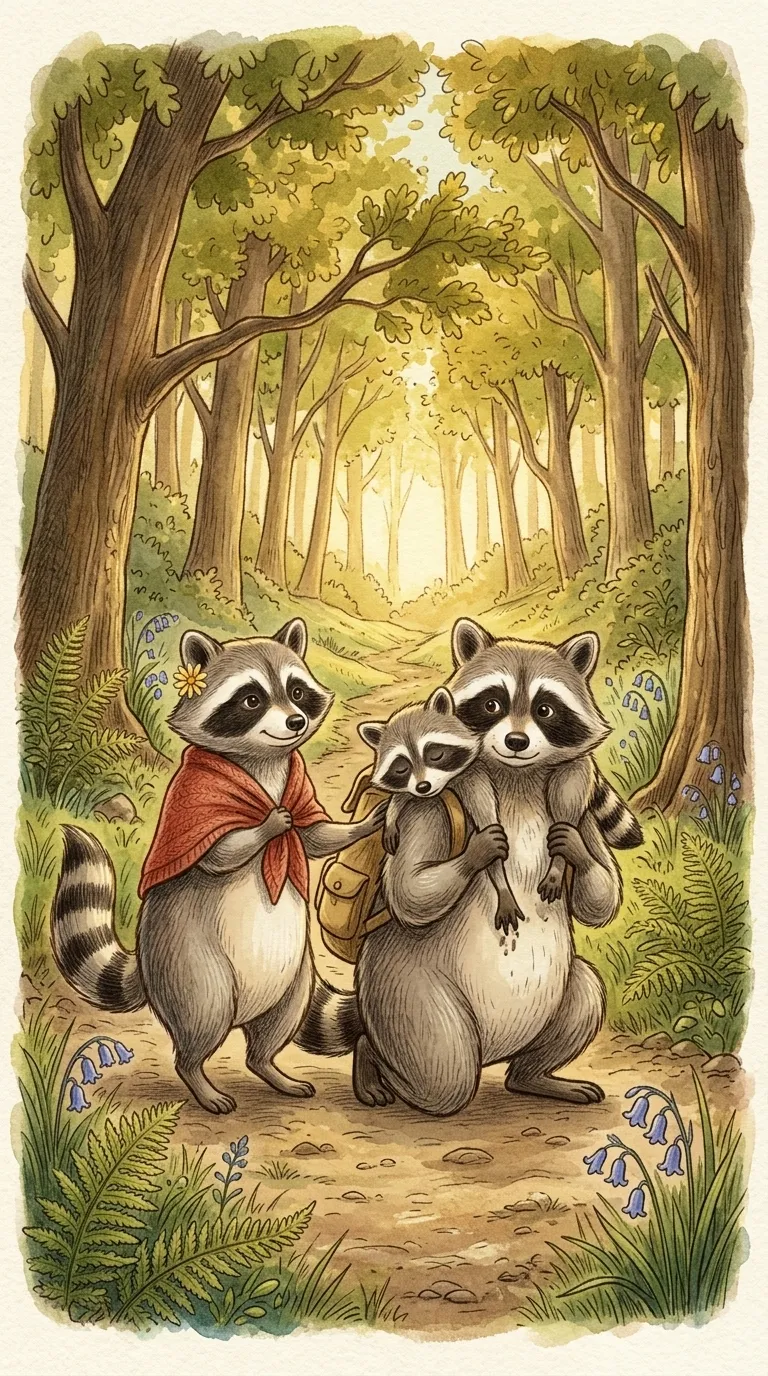 Rocco and a friend walk through a sunlit wood.